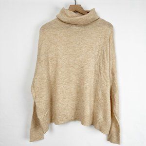 Anthropologie Alpaca Wool Oversized Knit Cowl Turtleneck Sweater Chunky Cozy XS